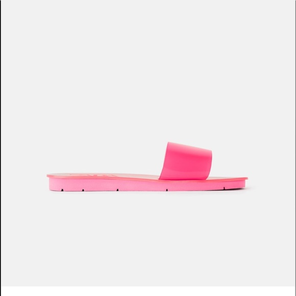 [ZARA] PINK PLASTIC BEACH SANDALS - SIZE 6.5 - Picture 1 of 6